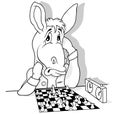 Drawing of a Donkey Thinking over a Game of Chess