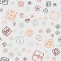 Drawing doodling map elements. Cartoon style collection. Steamless pattern with topographic icons