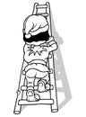 Drawing of a Dwarf Climbing a Ladder
