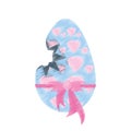 drawing easter egg decorative hearts bow Royalty Free Stock Photo