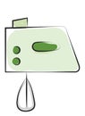 Drawing of an electric egg beater in green color/Hand blender/Mixer vector or color illustration