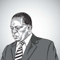 Drawing of Emmerson Mnangagwa the President of Zimbabwe. Portrait Caricature Vector Illustration Drawing. Harare, December 4, 2017