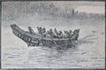 Drawing of explorers in canoe on a river