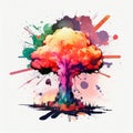 Drawing Explosion Nuclear Explosion Paint Watercolor Bright Spots Generative AI Royalty Free Stock Photo