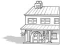 Drawing of a Family House with Decorative Columns