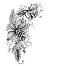 Drawing fantastic flower garland illustration