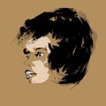 Drawing of fictional character of African American girl with fashionable hairstyle. Vector illustration
