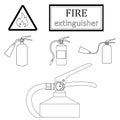 Drawing fire extinguishers. Only a stroke