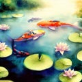 drawing fish chinese water color Royalty Free Stock Photo