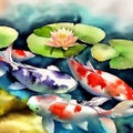 drawing fish chinese water color Royalty Free Stock Photo