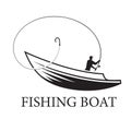 fishing boat logo, vector