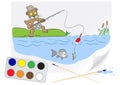 Drawing fishing Royalty Free Stock Photo