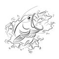 Drawing fishing, vector