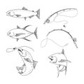 Drawing fishing, vector