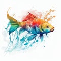 Drawing Floating Fish Paint Watercolor Carp Carp Generative AI