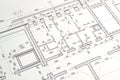 Drawing a floor plan of the building Royalty Free Stock Photo