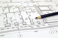 Drawing a floor plan of the building Royalty Free Stock Photo