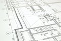Drawing a floor plan of the building Royalty Free Stock Photo