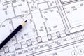 Drawing a floor plan of the building Royalty Free Stock Photo