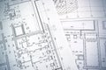 Drawing a floor plan of the building Royalty Free Stock Photo