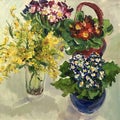 Drawing of flowers bright compositions