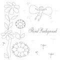 Drawing of flowers and flying baby Royalty Free Stock Photo