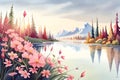 drawing flowing and pencil color generativeAI