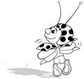 Drawing of a Flying Ladybug from the Back View