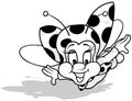 Drawing of a Flying Ladybug with a Smiling Face