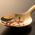 Drawing focus to the saffron and spoon, emphasizing its use in culinary appli Royalty Free Stock Photo