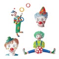 Drawing Four funny clowns Royalty Free Stock Photo