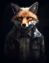 an anthropomorphic fox depicted on a black background Royalty Free Stock Photo