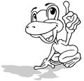 Drawing of a Frog with a Big Smile and Finger Pointing Up Royalty Free Stock Photo