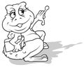 Drawing of a Frog with a Book in his Armpit and Pointing his Finger Royalty Free Stock Photo