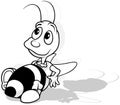 Drawing of a Funny Bee or Bumblebee Lying on its Back