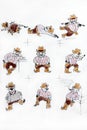 Drawing of a funny cowboy in different movements and poses