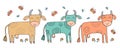 The drawing - funny cows, butterflies and hand drawn elements