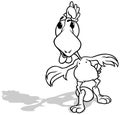 Drawing of a Funny Hen from Front View Royalty Free Stock Photo