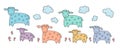 The drawing - funny sheep, lambs and hand drawn elements