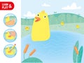 Drawing Game Tutorial Duckling in Lake Printable Template Vector Royalty Free Stock Photo