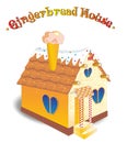 Drawing gingerbread house for cards and design