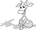 Drawing of a Giraffe Sitting on the Ground Royalty Free Stock Photo