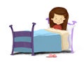 Drawing of a girl lying in bed smiling ready to sleep Royalty Free Stock Photo