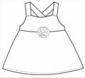Drawing Of a girls baby frocks with rose Outline Sketch Vector art Royalty Free Stock Photo