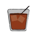 Drawing glass cocktail ice drink straw Royalty Free Stock Photo