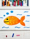 Drawing: Goldfish in water