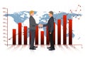 Drawing Graphics two business people shaking hands with graph background concept successful negotiation for business vector Royalty Free Stock Photo