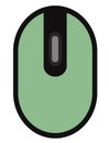 The drawing of a green computer mouse, a small hardware input device used by hand. Illustration, vector or cartoon. Royalty Free Stock Photo