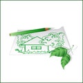 Drawing green pencil, ecology symbol.