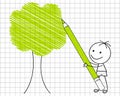 Drawing green tree